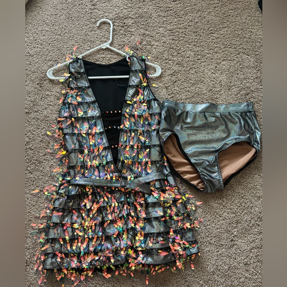 Silver with Iridescent Sequins Dance Costume
